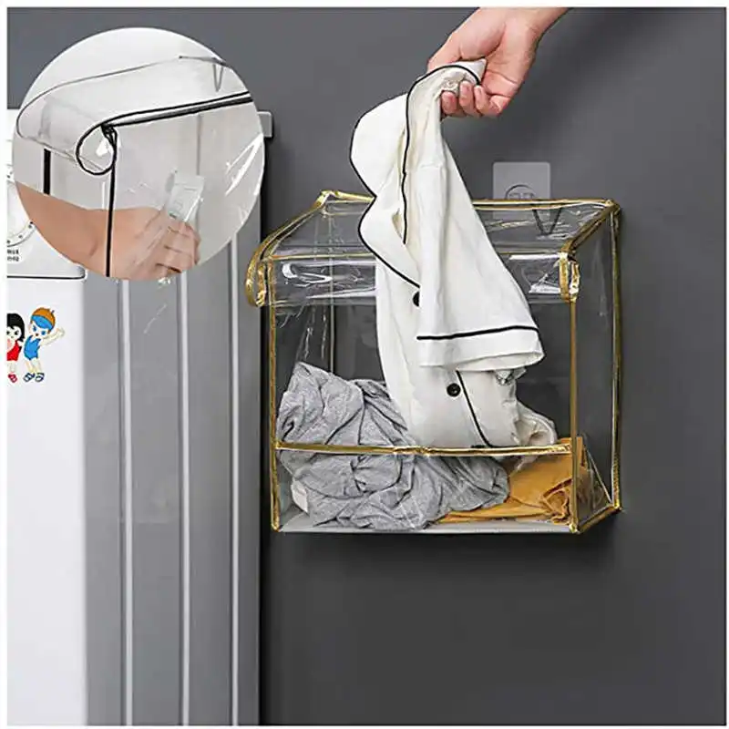 

Transparent Waterproof Storage Bag Kitchen Bathroom Shower Clothes Underwear Phone Wall Hanging Bag Organizer Storage Baskets