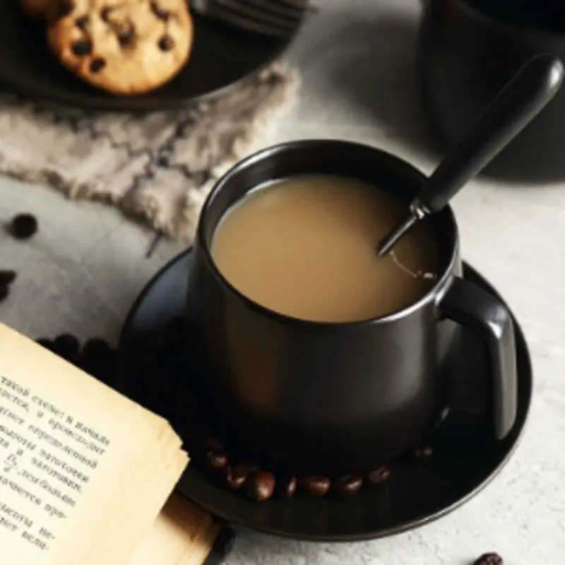 280 мл + керамическая стальная ложка чашка женский милый молочный кофейный набор