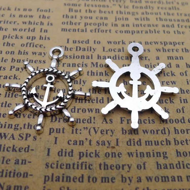 

Designer Charms Rudder Charms Antique Silver Color 24x27mm 10 Pieces