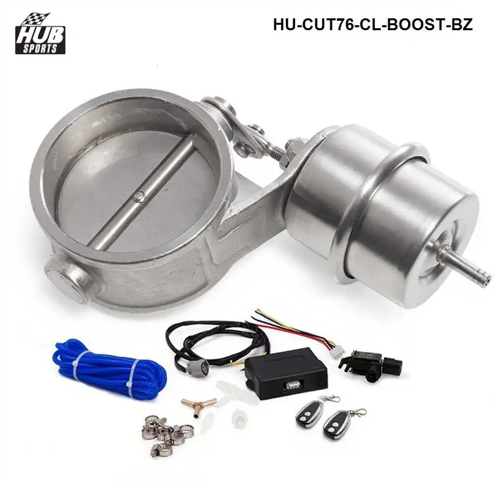 

Exhaust Control Valve Set Cutout 3"76mm Pipe Closed With Boost Actuator with Wireless Remote Controller Set HU-CUT76-CL-BOOST-BZ