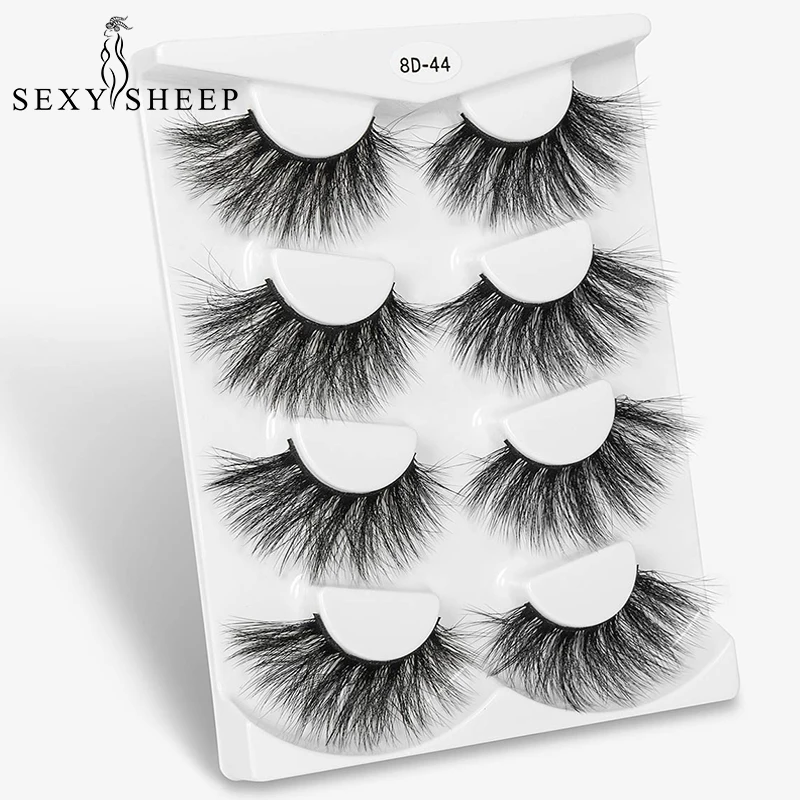 SEXYSHEEP 4 пары 8D с фокусным расстоянием 25 мм норковые ресницы натуральные длинные