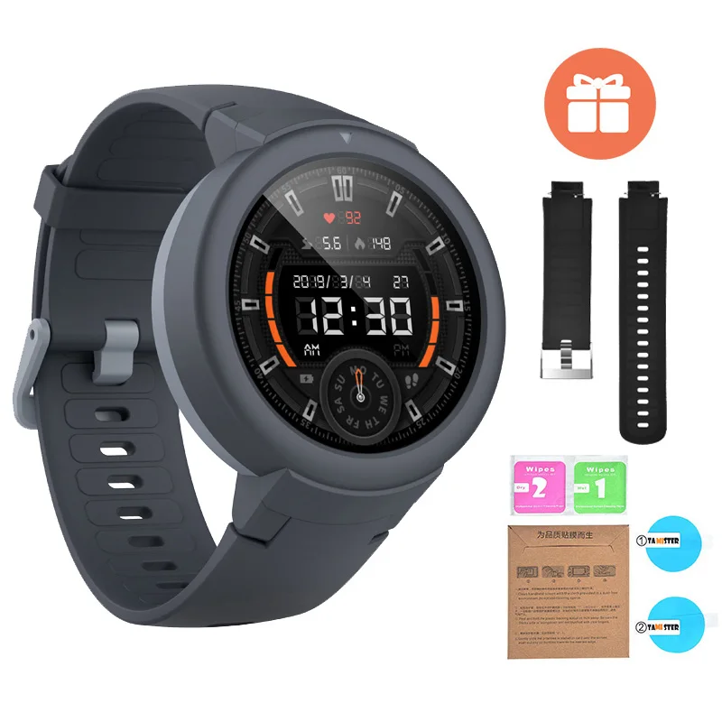 Gray n black strap Huami Смарт-часы AMAZFIT Verge Lite английская версия 20 дней Срок службы батареи 1,3 дюймов AMOLED экран Встроенный gps монитор сердечного ритма - Цвет: Gray n black strap