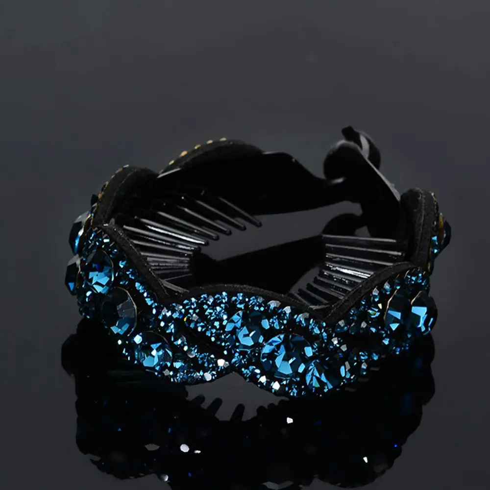 Fashion Rhinestone Leaves Shape Hair Clips Claws Women Ladies Hairpins Openwork Floral Crystal Bird Nest Barrette Headwear