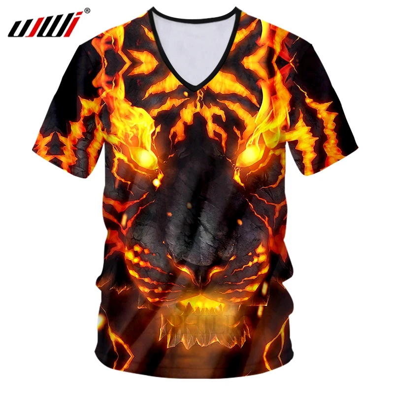 UJWI N шея футболка мужская новая с коротким рукавом 3D Футболка принтом звездное