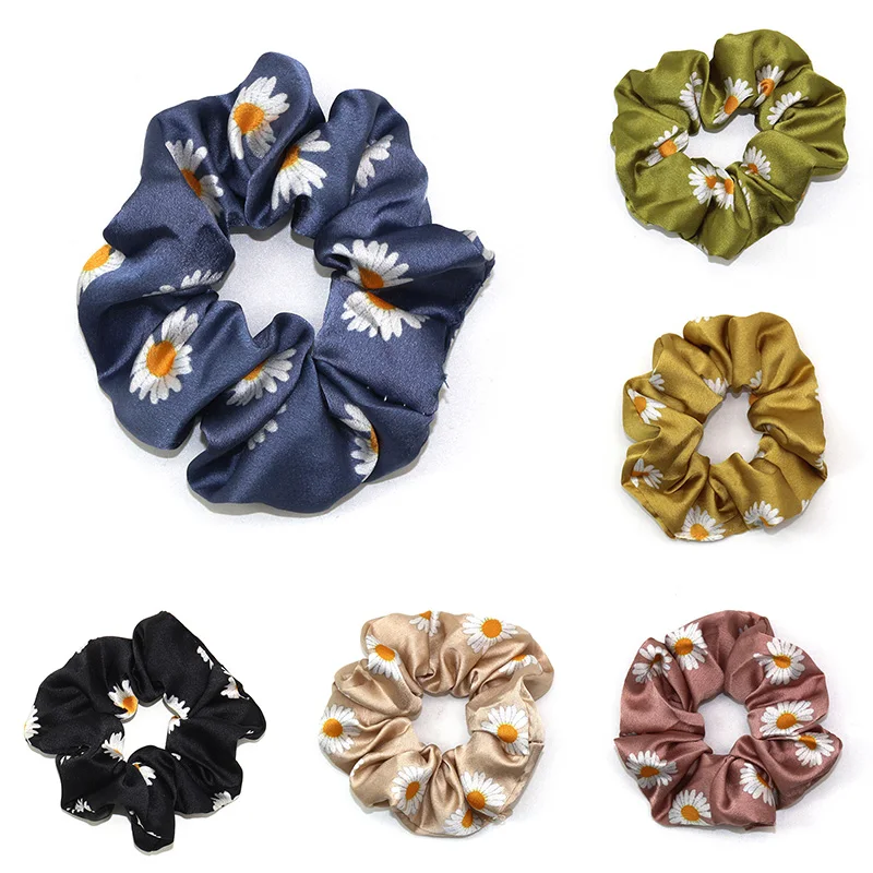 

Однотонная элегантная веревка для волос, тканевые повязки для волос для девочек, повязка для волос с милым принтом маргариток, эластичные у...
