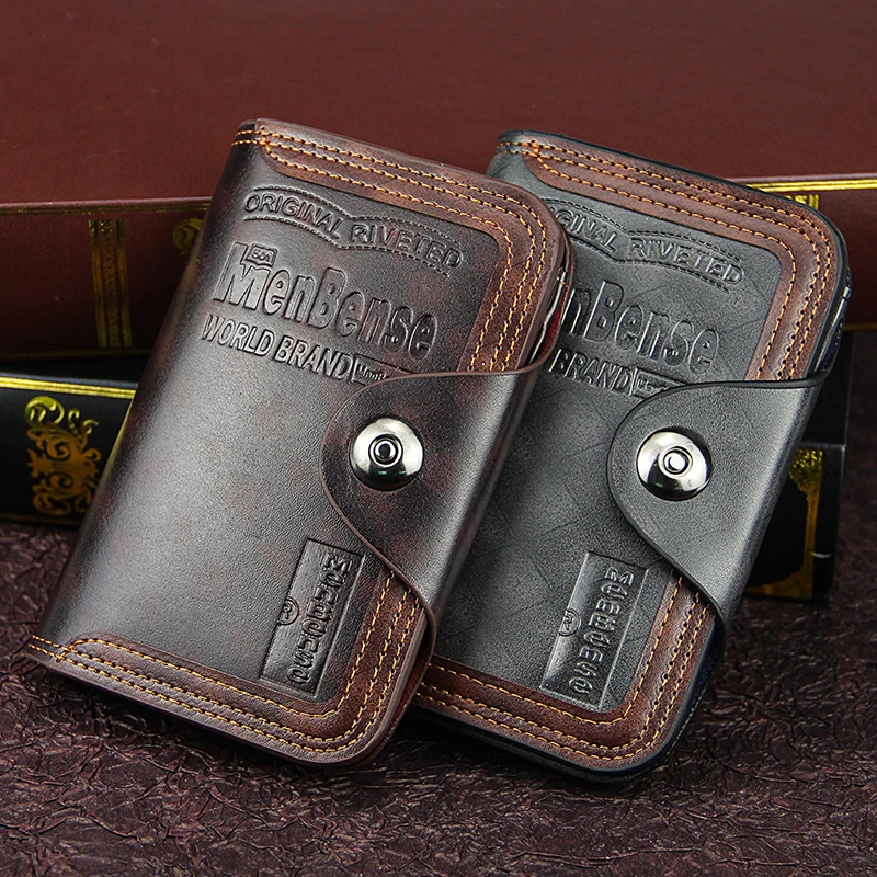 

New Men Wallet Short Style Large Capacity Magnetic Buckle Men Wallet