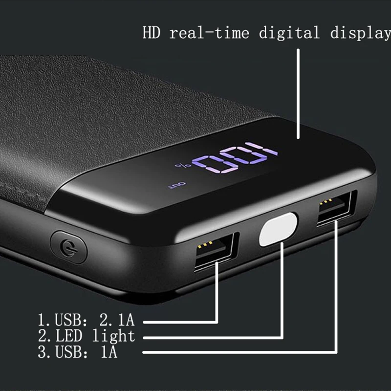 30000 мАч Внешний аккумулятор внешний повербанк 2 USB LCD портативный мобильный