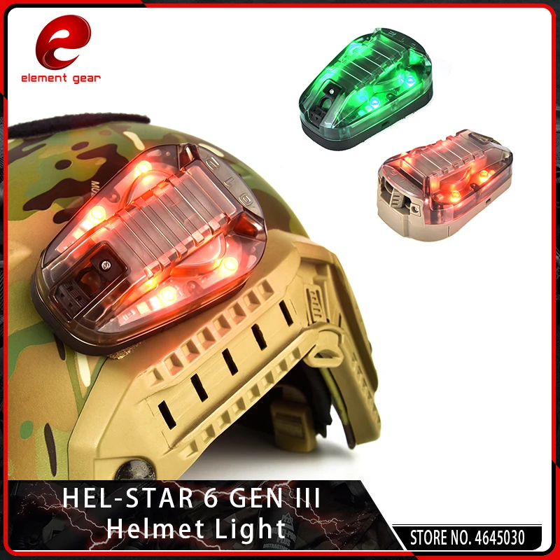 Harga Elemen Airsoft Baru HEL-Bintang 6 Gen III Helm Sinyal IR Hijau Merah Lampu Senter Taktis Tahan Air Survival Lampu Magic Tape