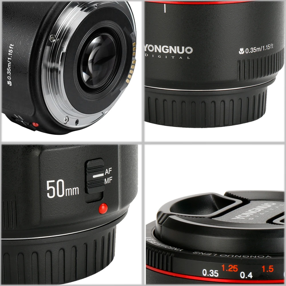 YONGNUO YN50mm F1.8 II фиксированный EF с большой апертурой объектив камеры для Canon эффект