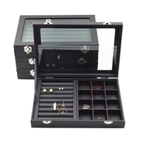 nice size 28204 5cm black pu leather jewelry box organizer jewellery display storage case for rings earrings necklace bracelet