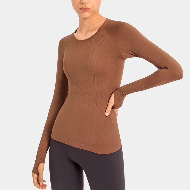 NWT Lu-u Logo OCEAN Women Yoga Top Seamless Super Soft Long Sleeve Shirt Stretchy Workout Tops Sports Wear for Women Gym