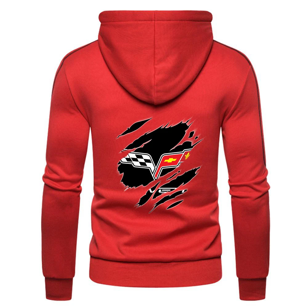

Spring Autumn 2021 Corvette Logo Jacket Sweatshirts Hoody Fleece Cotton Zipper Hip Hop Harajuku Male Clothing Hoodies