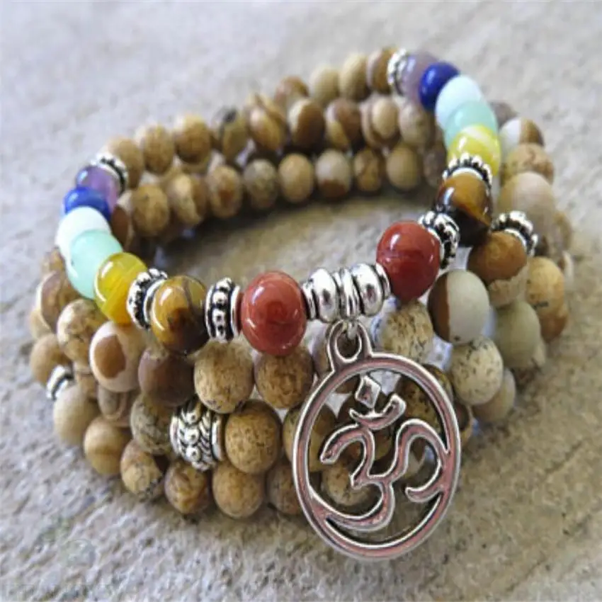 Браслет мала из камня с изображением 6 мм браслет бусинами 108 драгоценного на