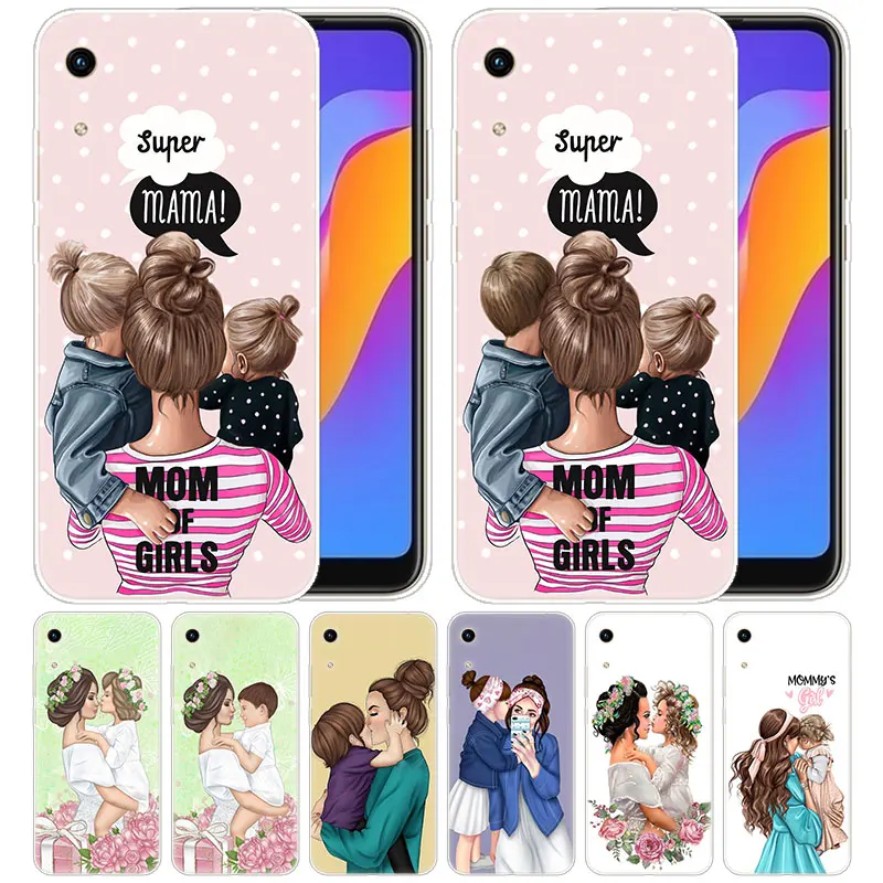 Роскошный мягкий силиконовый чехол с коричневыми волосами для мамы и девочки huawei