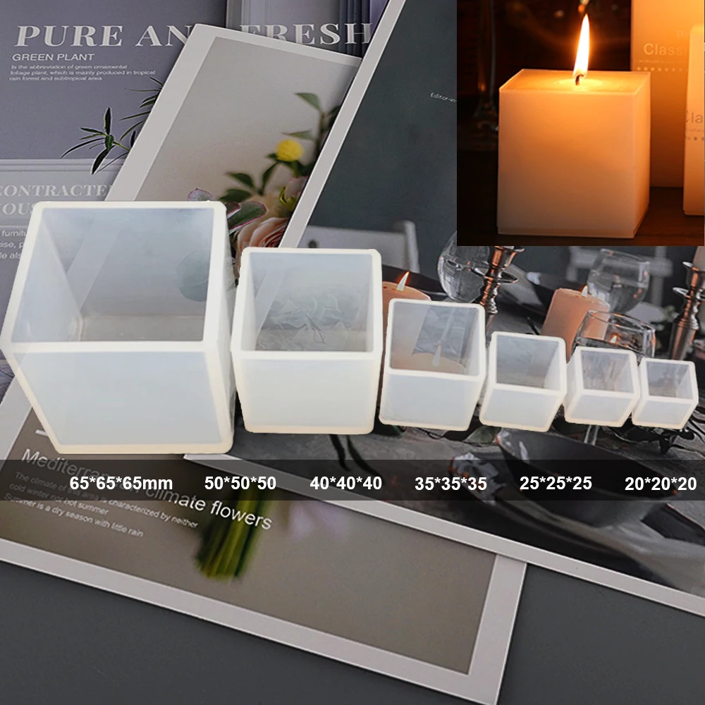 

Cube Shape Candle Silicone Mold DIY Gypsum Plaster Crafts Mould Square Silicone Soap Candle Resin Molds Dried Flower Decoration