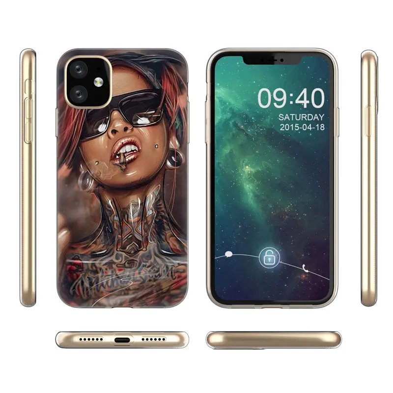 

Hot Sexy Sleeve Tattoo Girl Soft Silicone Case for Apple iPhone 11 Pro XS Max X XR 6 6s 7 8 Plus 5 5s SE Fashion Cover