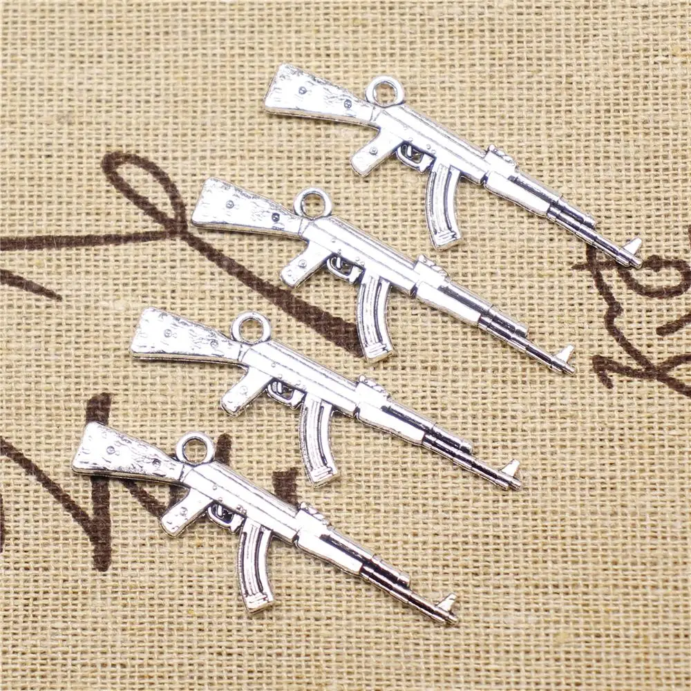 

Craft For Jewelry Findings Components 5pcs 44x15mm Antique Silver Color Gun Charms