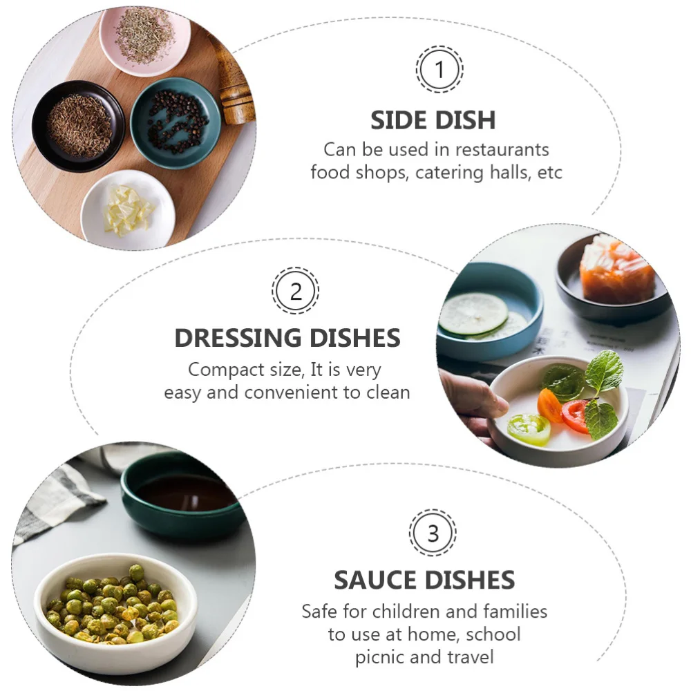 

6pcs Japanese Style Sauce Dishes Household Ceramic Sauce Side Dish Bowls Plates
