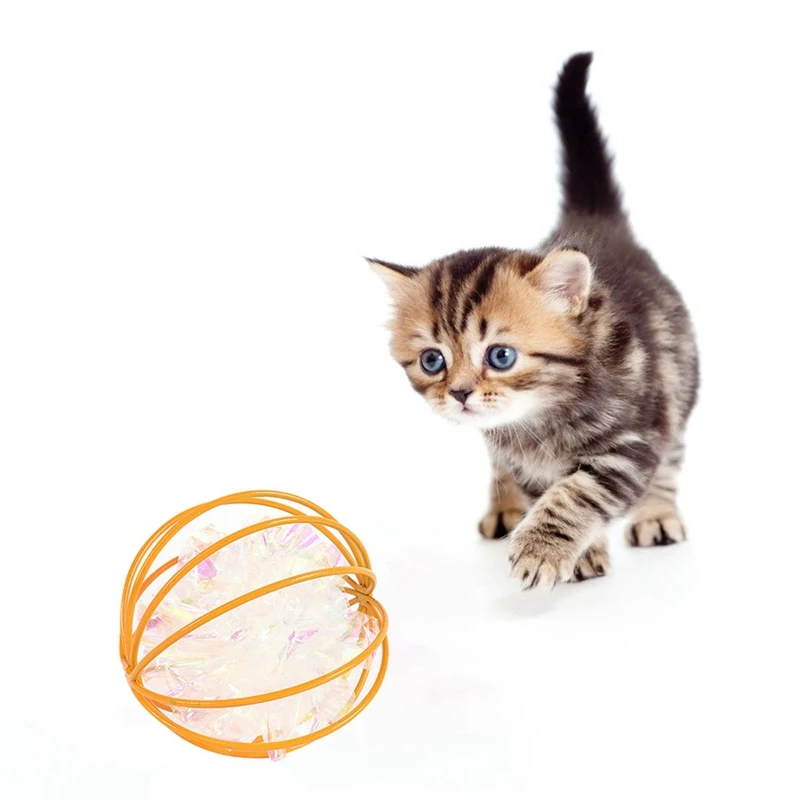 Cat Toys Hollow Ball Colorful Squeaky Paper Affordable For Cats Kitten Playing Funny Interactive Rolling Toy | Дом и сад