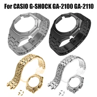 stainless steel luxury strap for casio g shock ga 2100 ga 2110 bracelet with case golden bands full protection correa de reloj