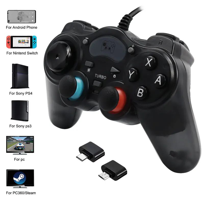 

7in1 Wired Controller Gamepad Android Joystick Joypad For PS3/PS4/PC/PC360 For Switch NS support steam games with OTG Converter