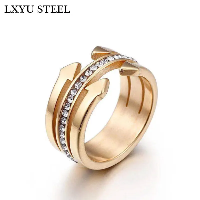 Новое уникальное кольцо со стрелкой и фианитом модные кольца из нержавеющей