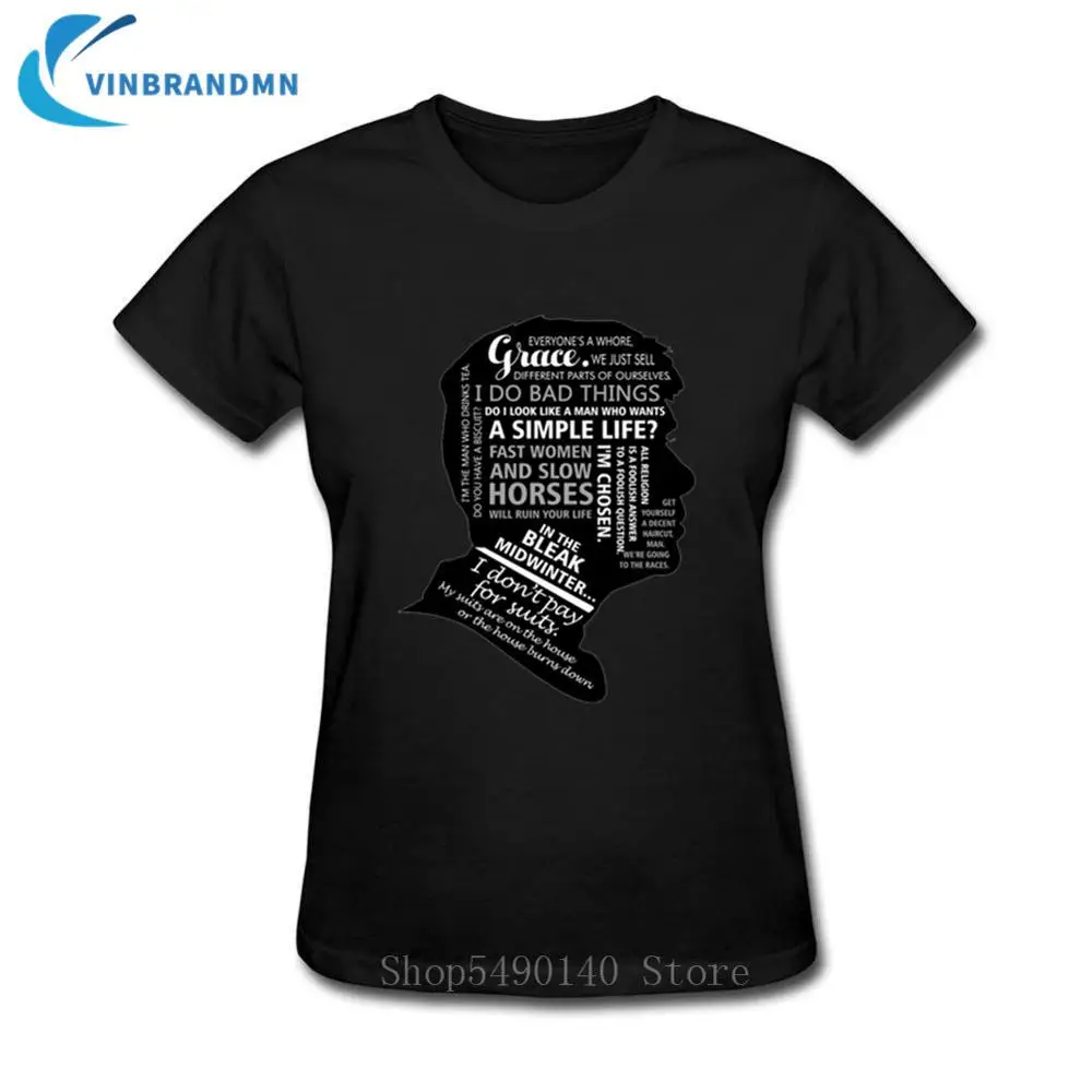 Tommy Shelby Movies Design крутая футболка на заказ кавычки новейшие Женские Короткие рукава