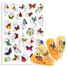 Новинка 2022, акварельные бабочки, клейкие наклейки для ногтей, абстрактные наклейки для лица, летние украшения для ногтей, аксессуары для маникюра