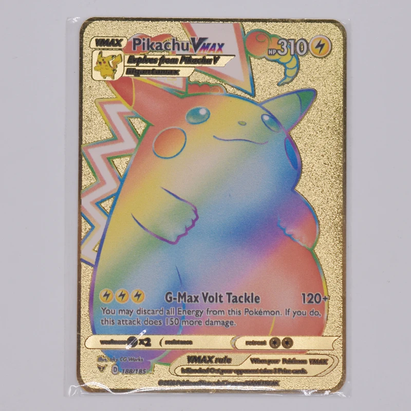 

2021 New Pokemon Cards Gold Metal Energy Card Charizard V V Max Pikachu GX EX Rare Collection Battle Trainer Card Child Toys