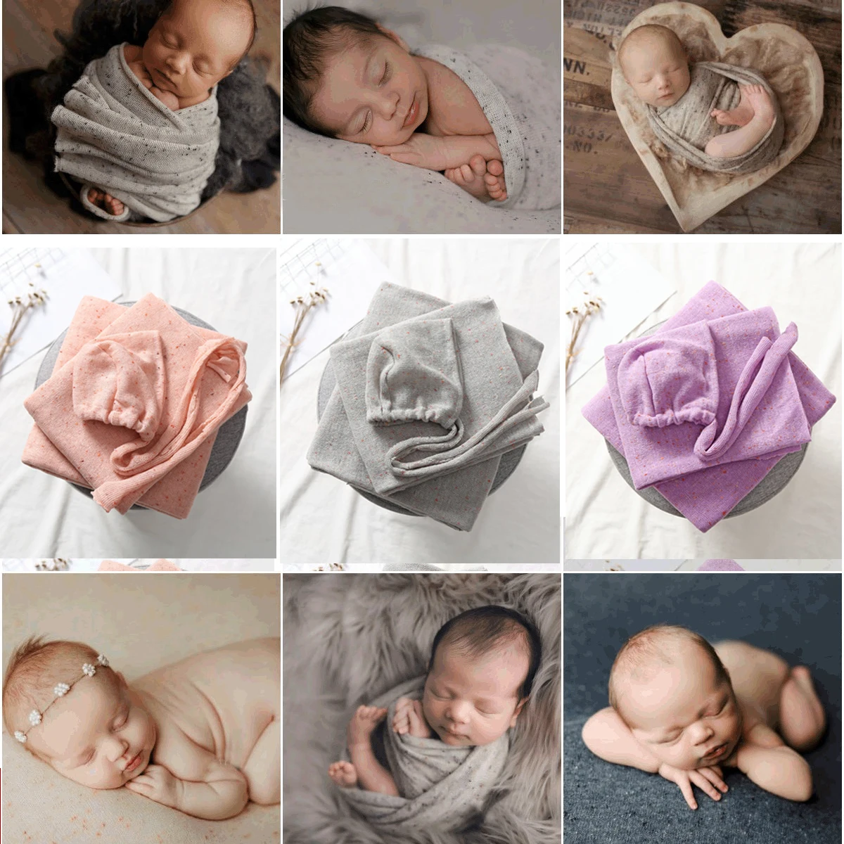 Newborn Baby Photography Blanket Wraps Infant Photo Backdrops Hat 3pcs Sets Studio Photo Background Clothes Big Size