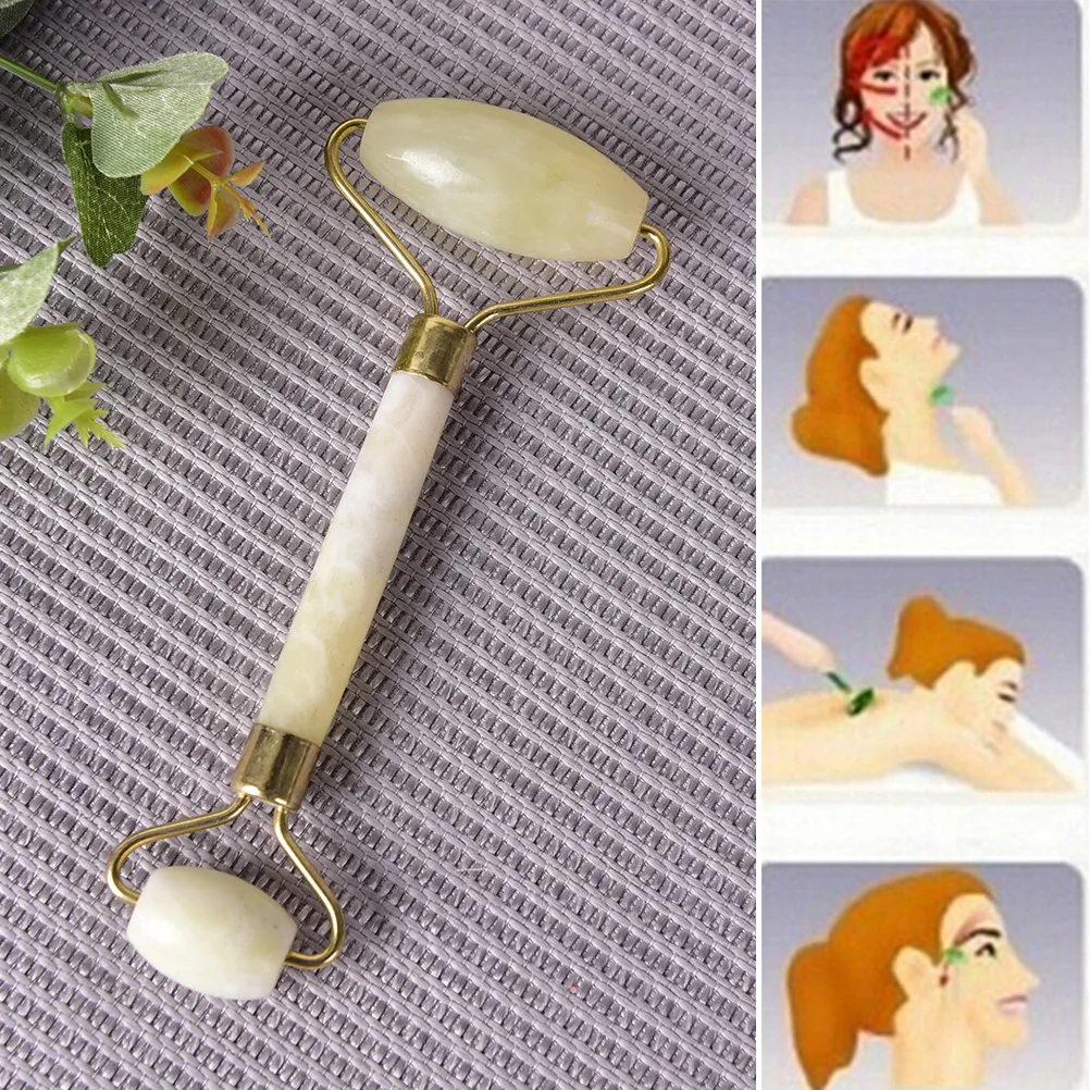 

1Pc Jade Roller Massager Green Facial Nature Healthy Face Beauty Body Head Neck Foot Face Skin Care Tools