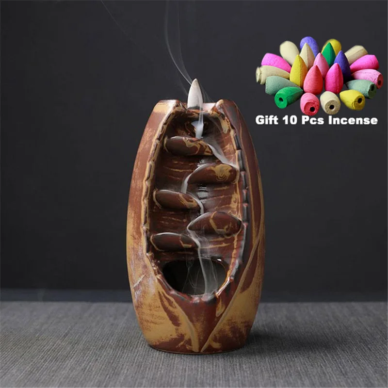 Достаточно запас благовоний горелка с 10 шт конусы керамический водопад ладан