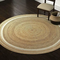 100 jute carpet household hand woven natural woven style round carpet double sided decorative carpet