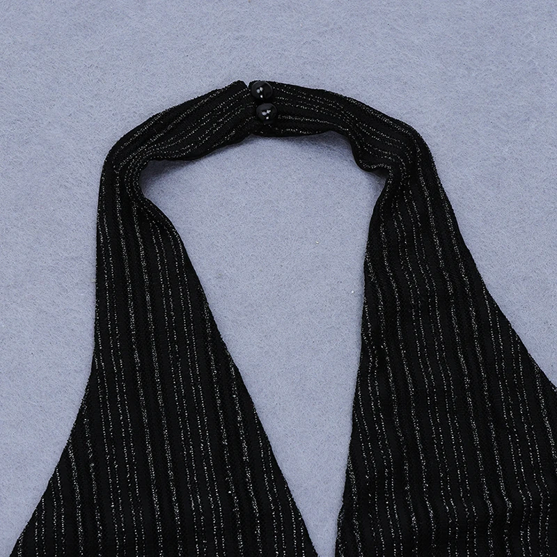 INDRESSME Summer New Fashion Sexy Women Deep V Halter Sleeveless A- Line Mesh Summer Dress Party Club Backless Ins Dress