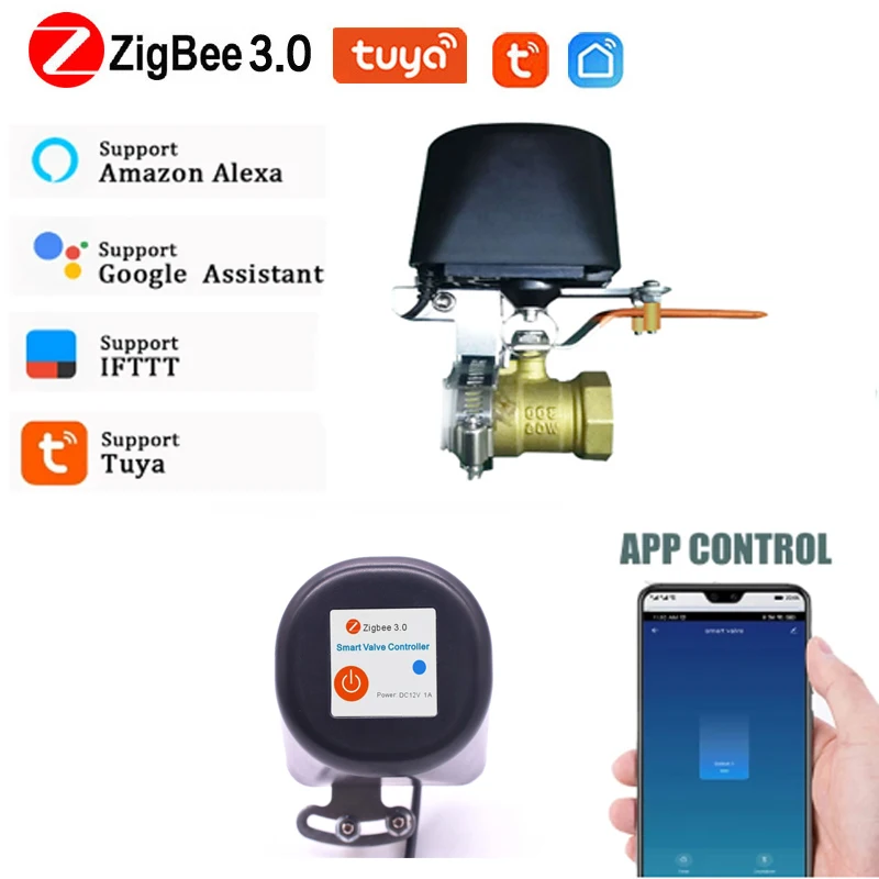

Умный контроллер клапана Tuya ZigBee для водопроводного газопровода, автоматическое отключение, совместим с Alexa Google Assistant SmartLife