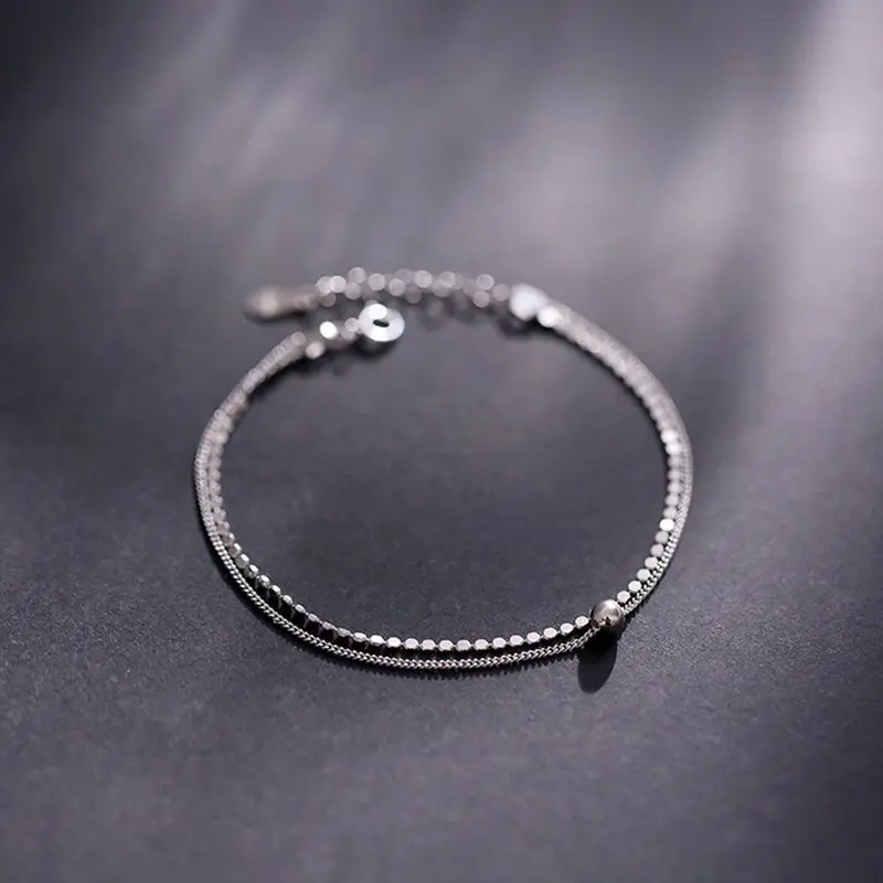 

Creative Fashion Temperament Silver Color Small Bracelet Personality Double Layer Beads Jewelry for Women Wedding Elegant Party