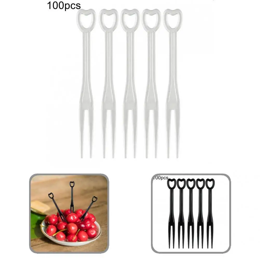 

Portable 100Pcs/Set Unique Lovely Heart Shape Handle Fruit Fork Anti-deform Dessert Fork Lightweight for Gifts