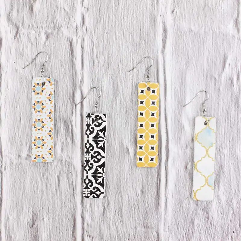 Женские кожаные серьги-подвески с принтом в марокканском стиле