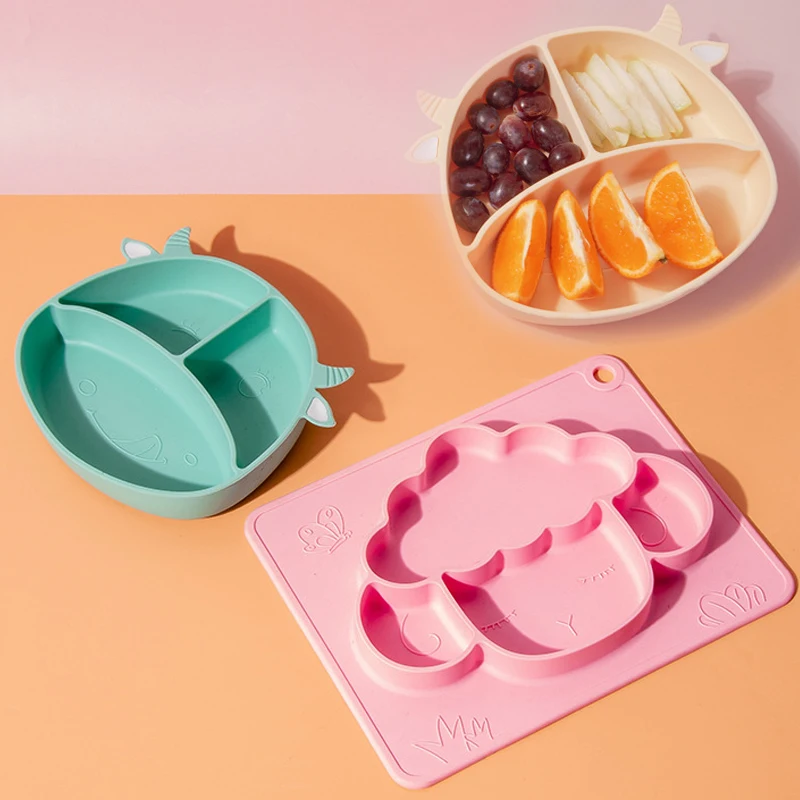 

Набор силиконовых тарелок для младенцев, нескользящая посуда на присоске, детская посуда для отлучения ребенка от 9 месяцев