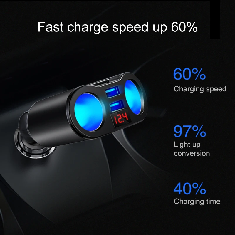 Car Double Cigarette Lighter Socket Splitter Dual USB Port 12V Power Adapter UK Battery Charging Units Accessories |