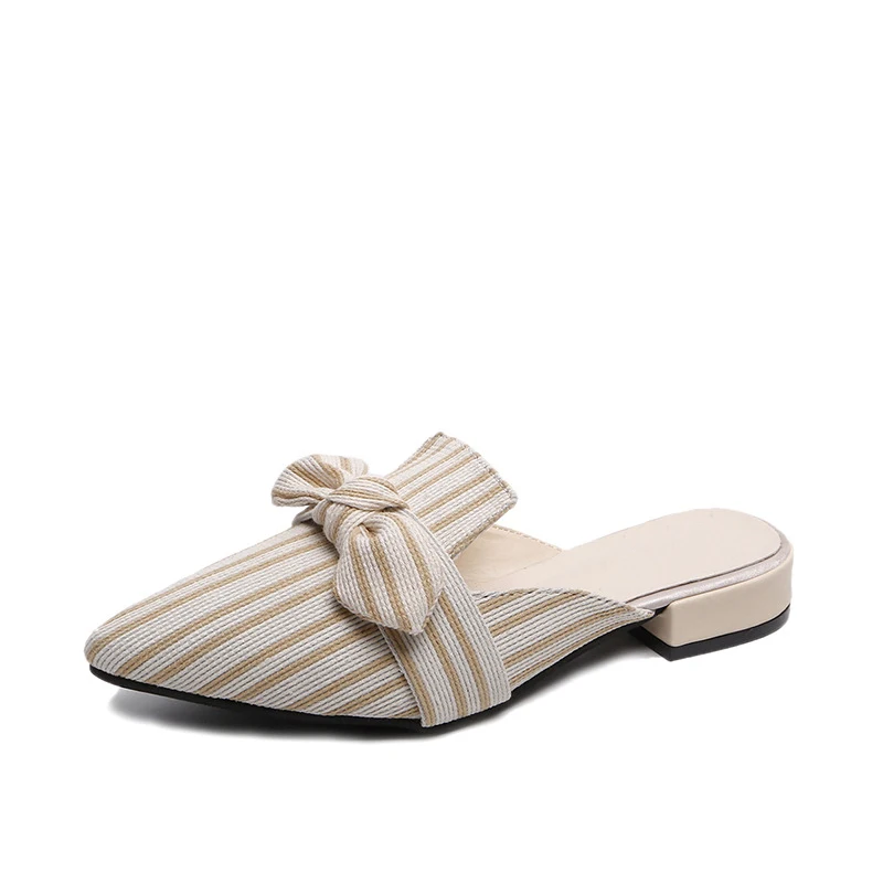 Женские тапочки Элегантные женские туфли с острым носком на низком каблуке в