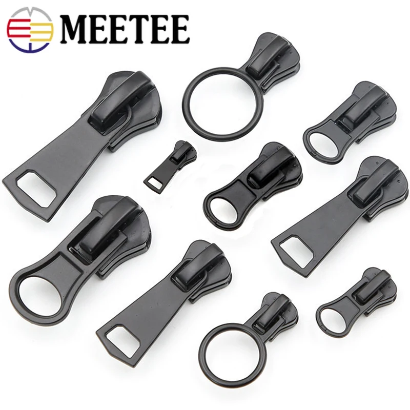 

Meetee 20pcs 3# 5# 8# 10# 15# Zipper Sliders for Resin Zips Clothes Jacket Zippers Head Repair Kit DIY Sewing Zip Slider Puller