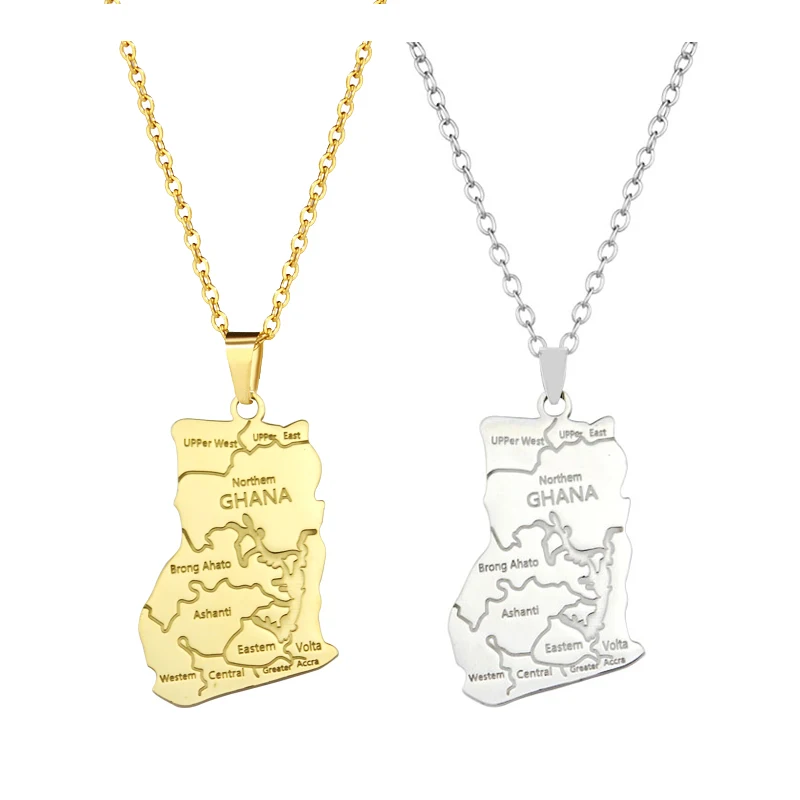 Ожерелье с подвеской из нержавеющей стали картой Ганы модная женская цепочка