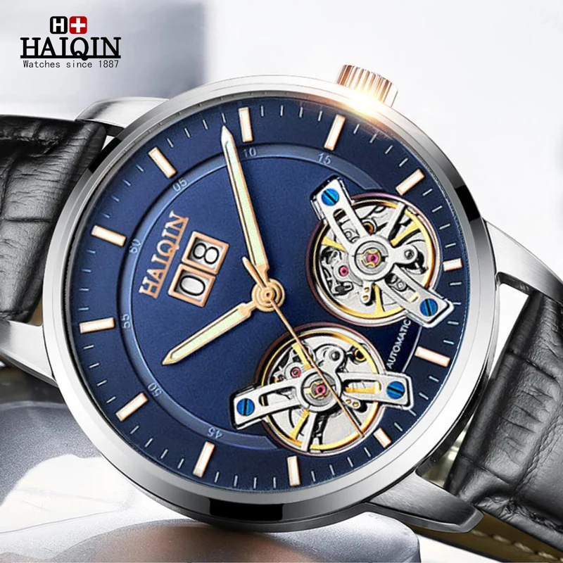 Часы наручные HAIQIN Мужские механические брендовые водонепроницаемые спортивные