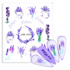 Серия цветов, наклейки для ногтей с водой, Сакура, Маргаритка, лаванда, цветочный рисунок, зеленые листья, переводная наклейка, украшение для ногтей