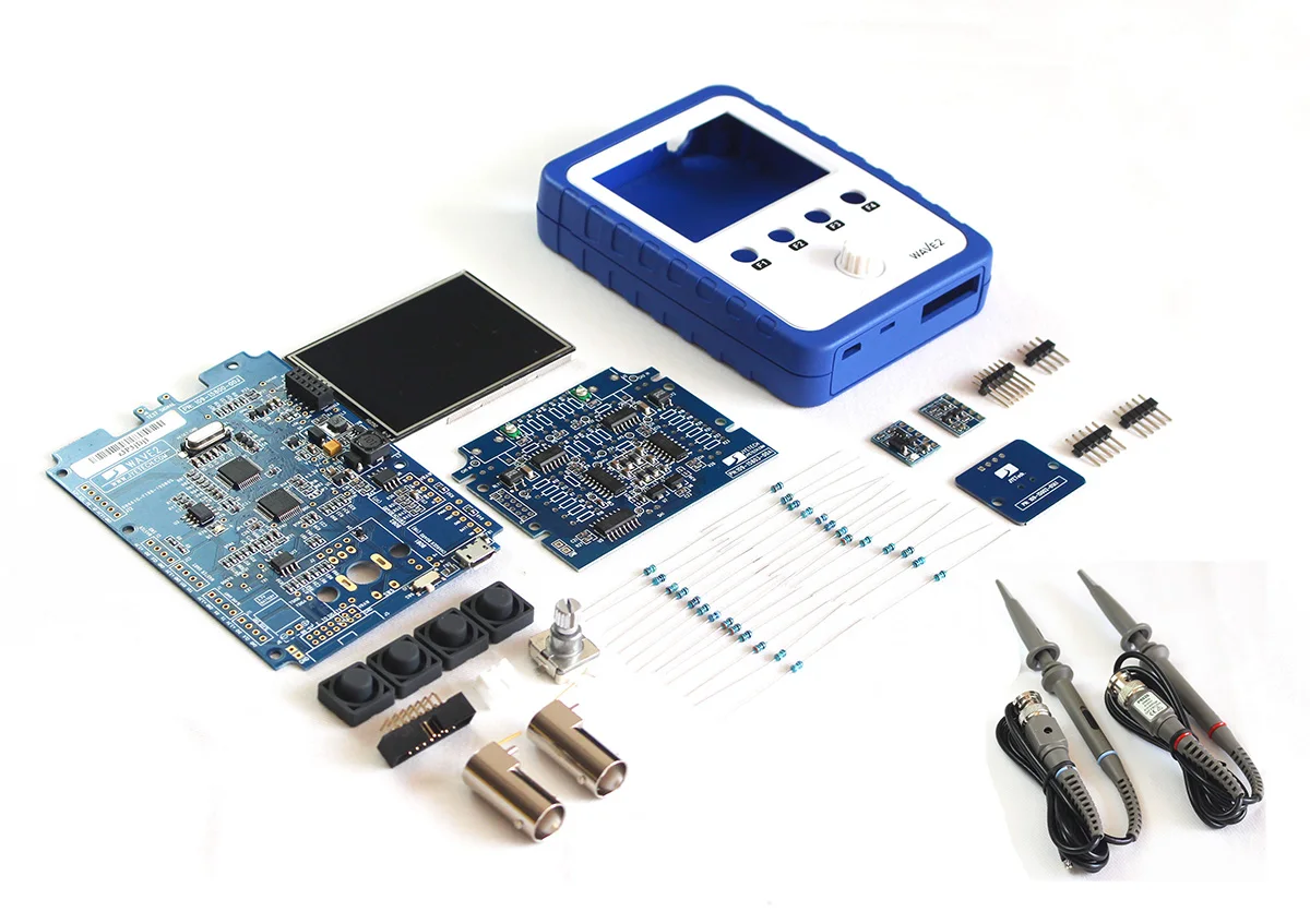JYETech WAVE2 Сенсорная панель Портативный цифровой осциллограф DIY Kit 2 канала Встроенный DDS функция генератор X-Y дисплей CE - Цвет: with 2 BNC probes