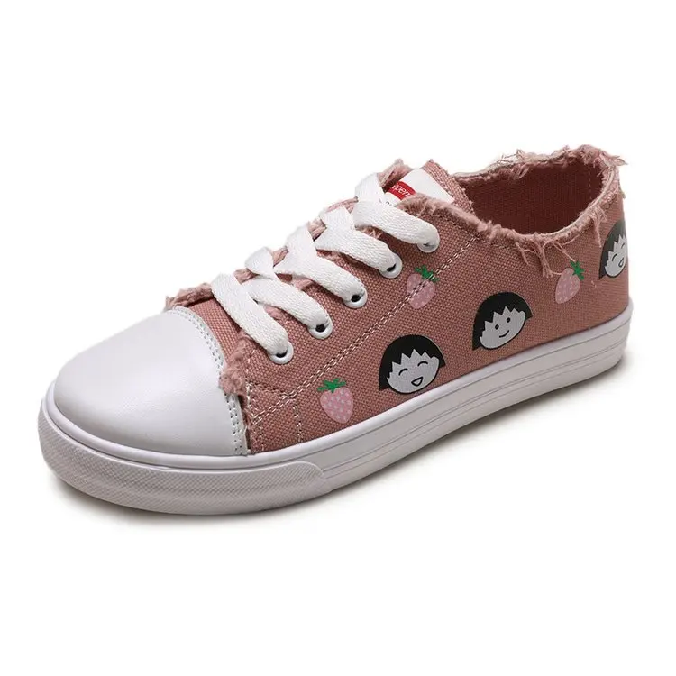 

Кеды женские в стиле ретро, тонкие Нескользящие и износостойкие туфли для отдыха, с мультяшным рисунком, белые, для студентов