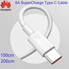 Оригинальный зарядный кабель 6A для HUAWEI 150 см200 см USB3.1 Тип C, провод для Huawei Honor 30 50 V30 V40 Nova 8 7 se P40 Pro + P50