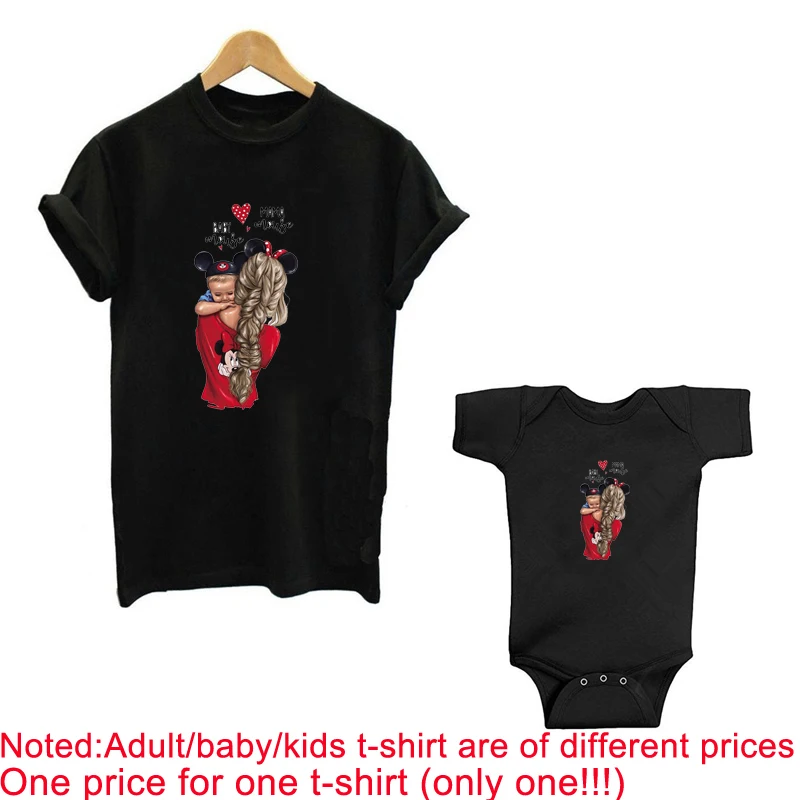 Забавная летняя семейная Одинаковая одежда кавайный черный комбинезон для мамы