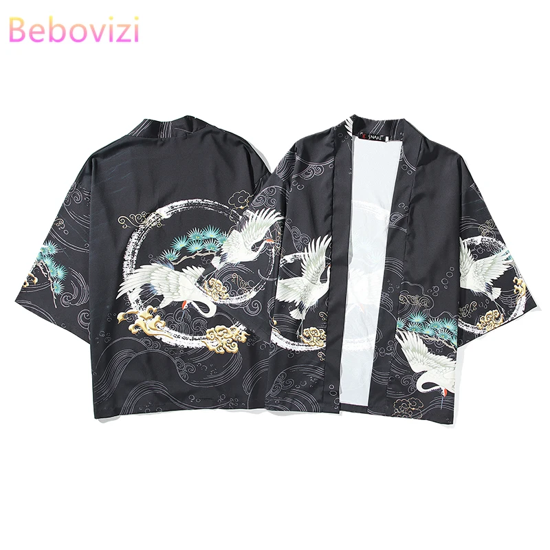 Ins/модное кимоно в китайском стиле с красной короной и краном японские мужские